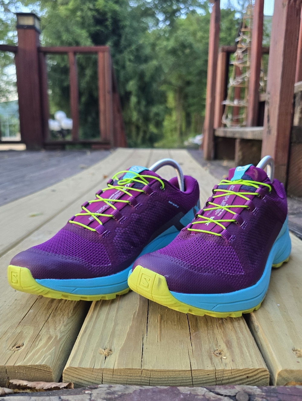 Salomon, Womens XA Elevate, Trail Running Shoes, Dark Purple, Blue Curacao, Sz 9